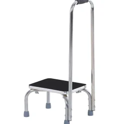Homcom Marche avec barre d'appui - marchepied de sécurité - marche d'accès au bain - plateforme & patins antidérapants - acier galvanisé