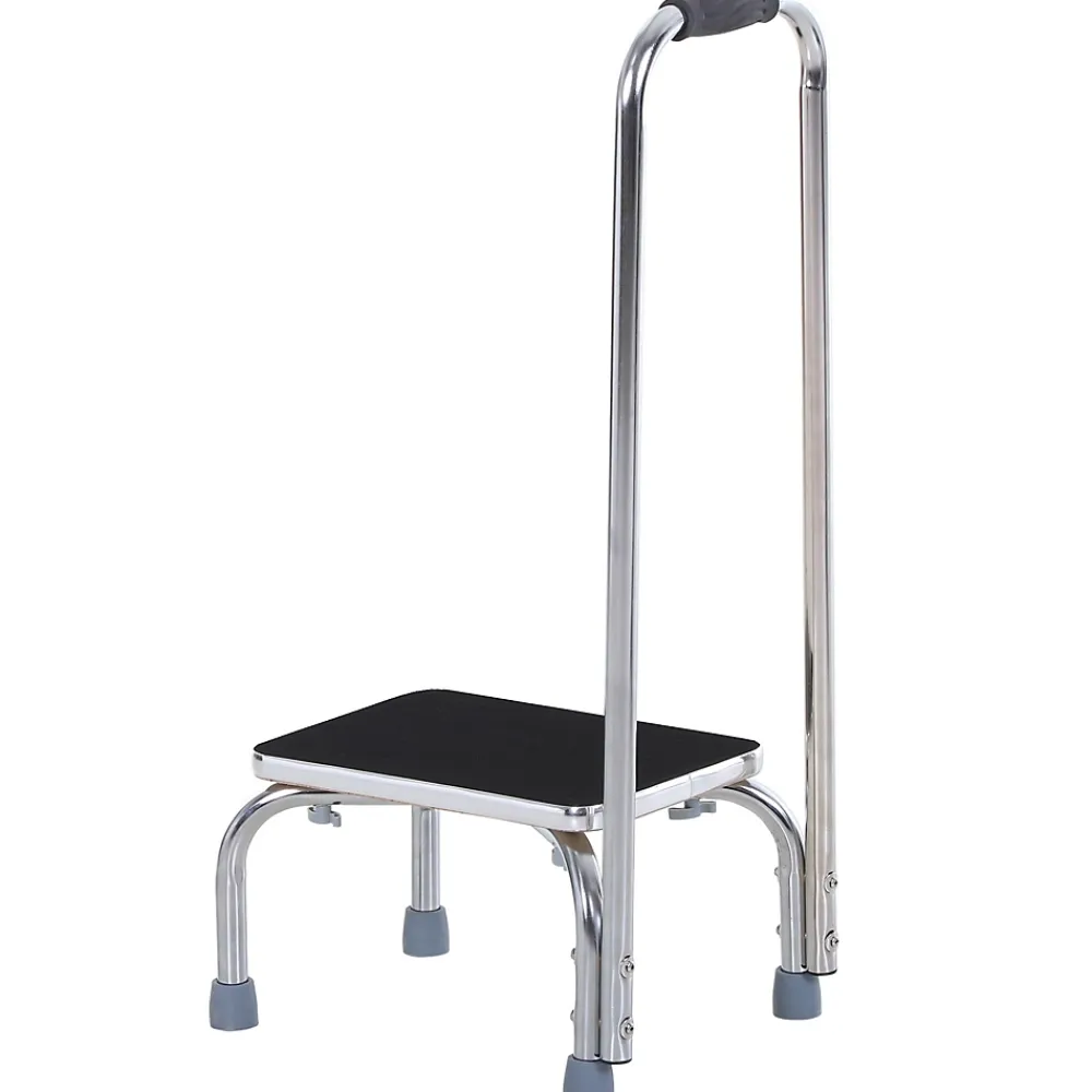 Homcom Marche avec barre d'appui - marchepied de sécurité - marche d'accès au bain - plateforme & patins antidérapants - acier galvanisé