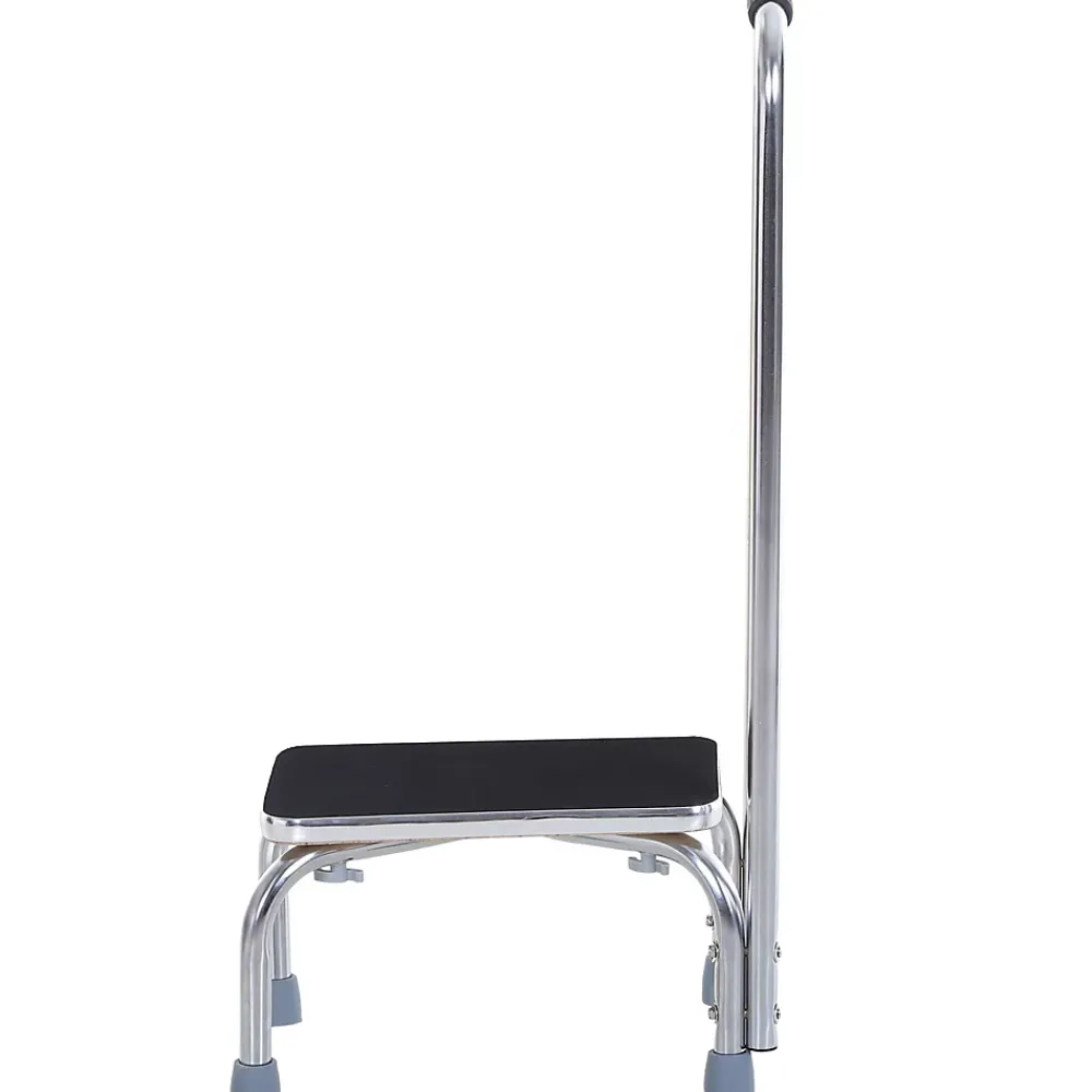 Homcom Marche avec barre d'appui - marchepied de sécurité - marche d'accès au bain - plateforme & patins antidérapants - acier galvanisé
