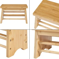 [En.Casa] Marchepied Ryslinge bambou 33 x 22 x 20 cm naturel en.casa
