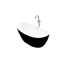 Baignoire Îlot|Ambra Maya - Baignoire Îlot Ovale Noir en Acrylique 150cm - Design Moderne