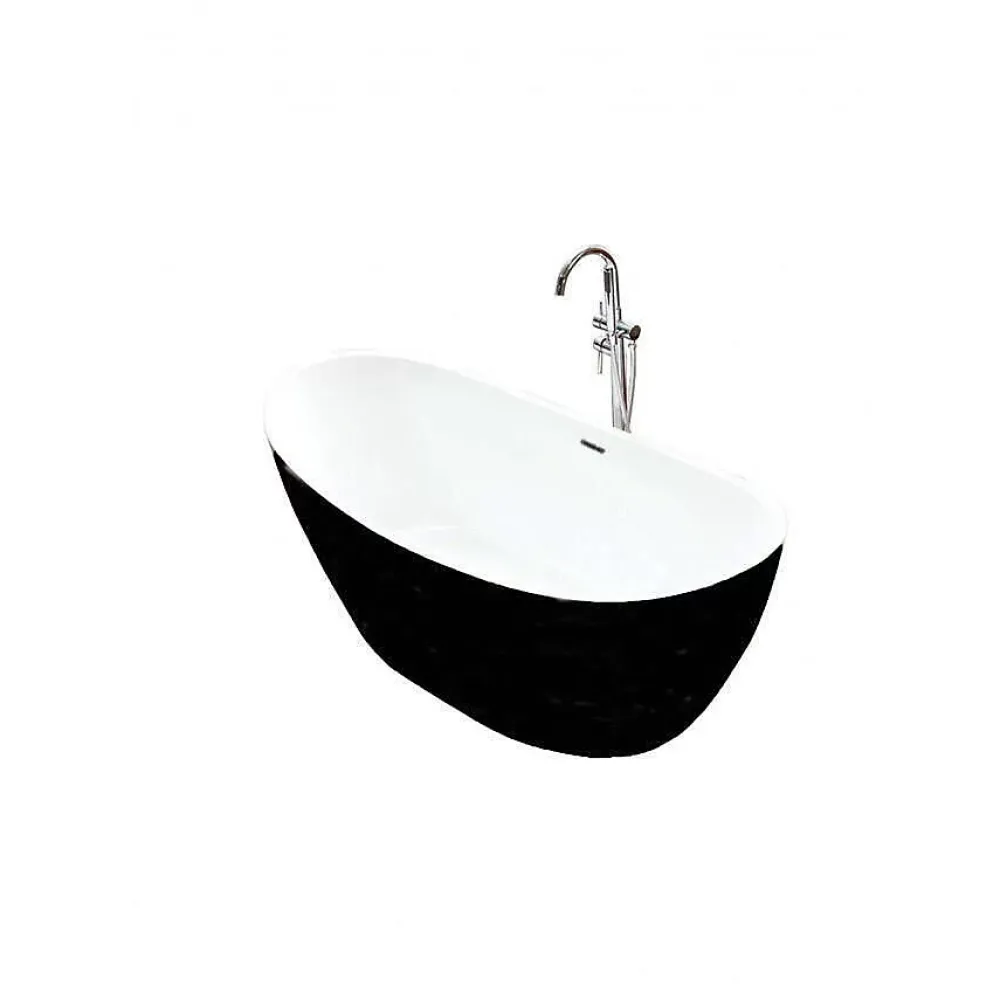 Baignoire Îlot|Ambra Maya - Baignoire Îlot Ovale Noir en Acrylique 150cm - Design Moderne