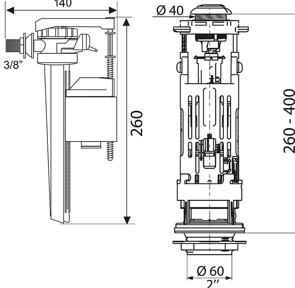 Chasse D'Eau|Wirquin Mécanisme de chasse d'eau + robinet latéral Jolyfill One