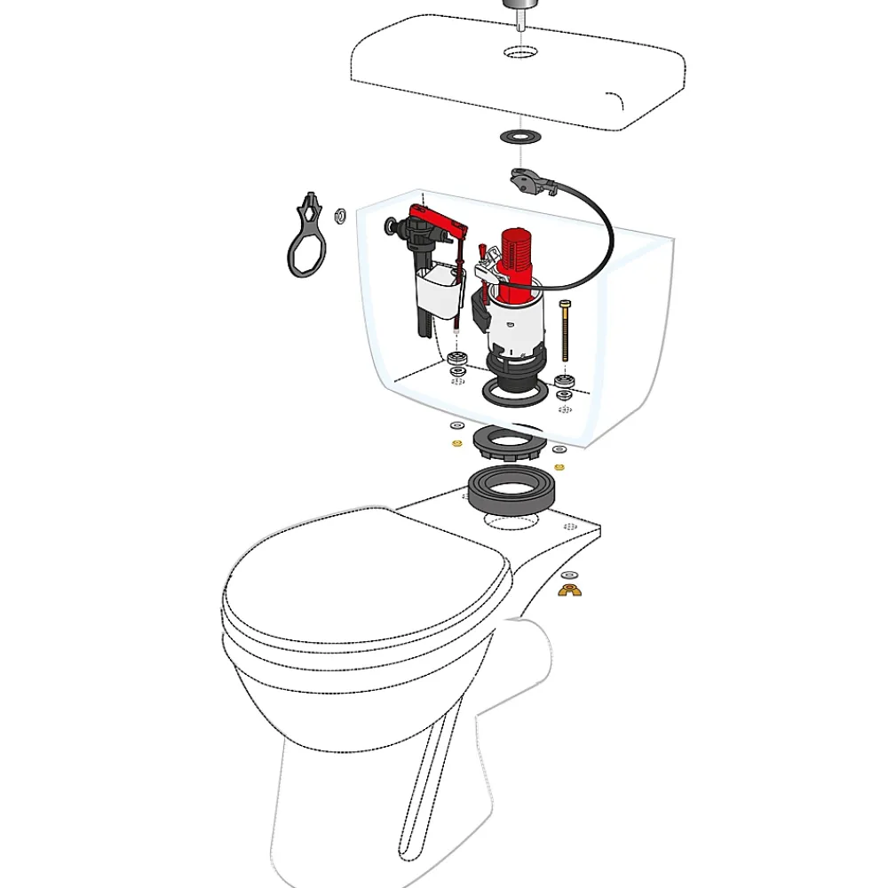 Chasse D'Eau|Wirquin Mécanisme de chasse d'eau double chasse latéral 3L/6L MW2 + câble + robinet