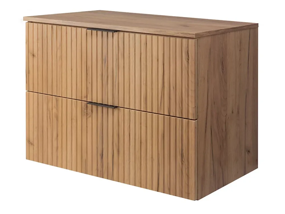 Furnidea Meuble à suspendre FLOW couleur chêne avec le plan 80 cm