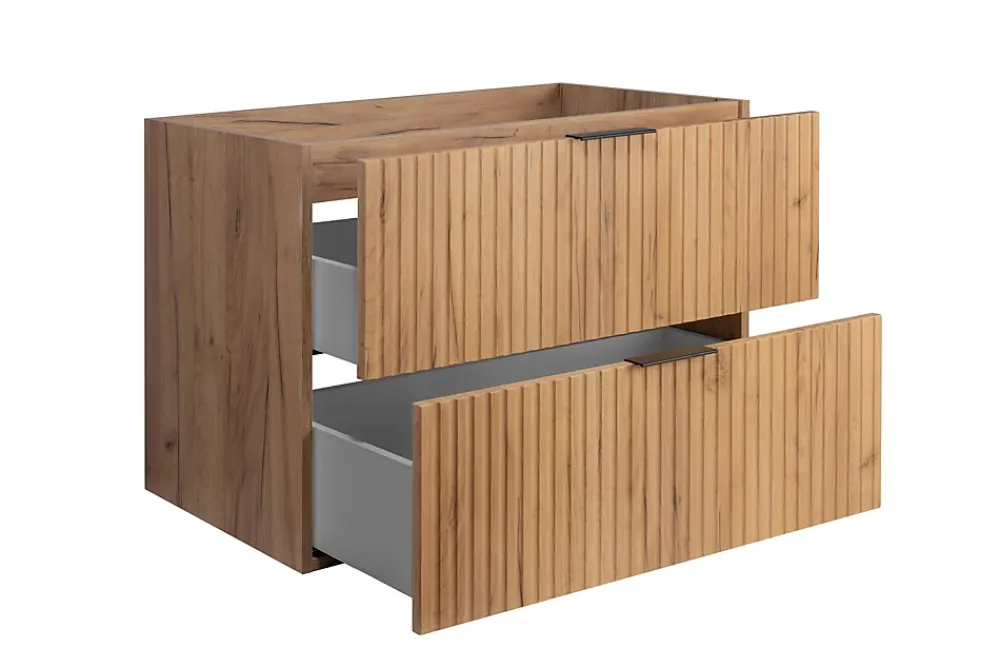 Furnidea Meuble à suspendre FLOW couleur chêne avec le plan 80 cm