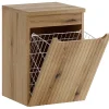Armoire De Salle De Bains|Furnidea Meuble bas de salle de bain 40 cm avec panier à linge et plan NOVA chêne Coast Evoke