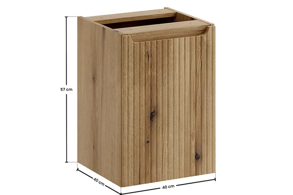 Armoire De Salle De Bains|Furnidea Meuble bas de salle de bain 40 cm avec panier à linge et plan NOVA chêne Coast Evoke