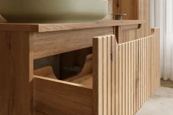 Armoire De Salle De Bains|Furnidea Meuble bas de salle de bain 40 cm avec panier à linge et plan NOVA chêne Coast Evoke