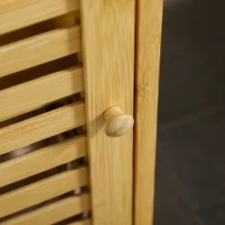 Armoire De Salle De Bains|kleankin Meuble bas de salle de bain une porte - étagère réglable - bois de bambou verni