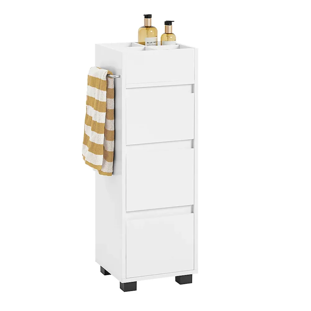 Sobuy Meuble Bas de Salle de Bain avec Tiroir, Compartiments et Porte-Serviette, BZR29-W,