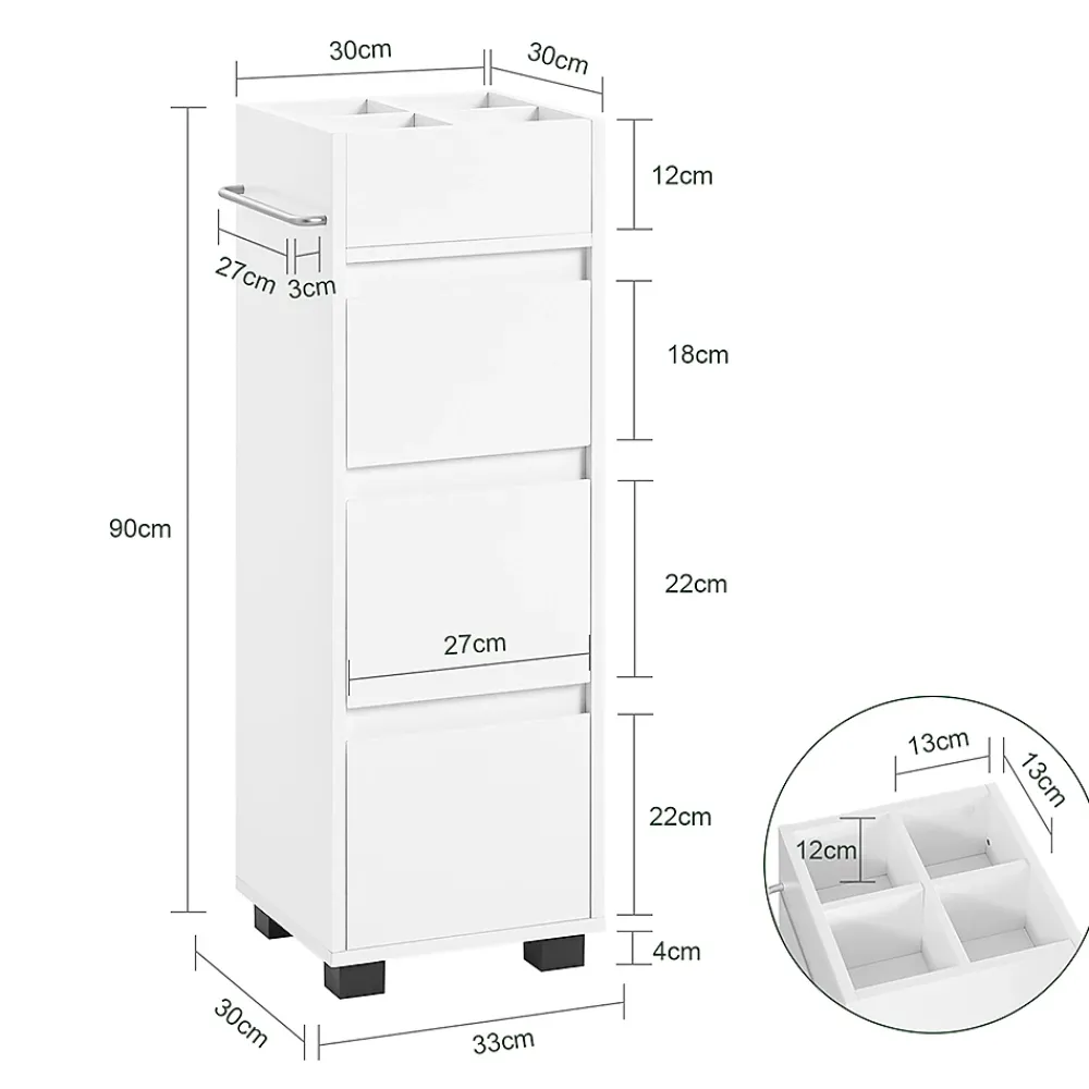 Sobuy Meuble Bas de Salle de Bain avec Tiroir, Compartiments et Porte-Serviette, BZR29-W,