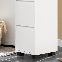 Sobuy Meuble Bas de Salle de Bain avec Tiroir, Compartiments et Porte-Serviette, BZR29-W,