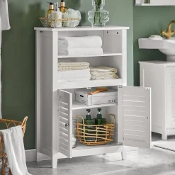 Armoire De Salle De Bains|Meuble De Salle De Bains Faible Profondeur|Sobuy Meuble Bas de Salle de Bain Buffet Commode Armoire de Rangement, BZR13-W,
