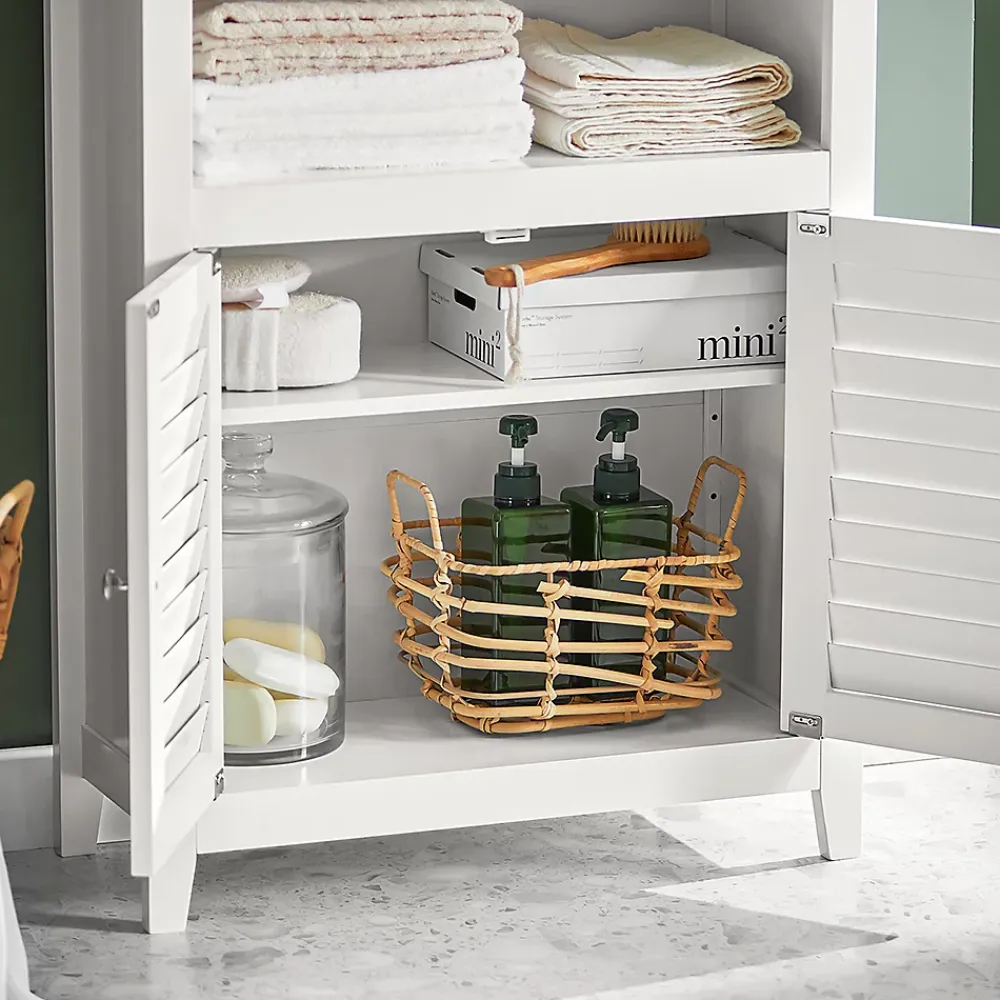 Armoire De Salle De Bains|Meuble De Salle De Bains Faible Profondeur|Sobuy Meuble Bas de Salle de Bain Buffet Commode Armoire de Rangement, BZR13-W,