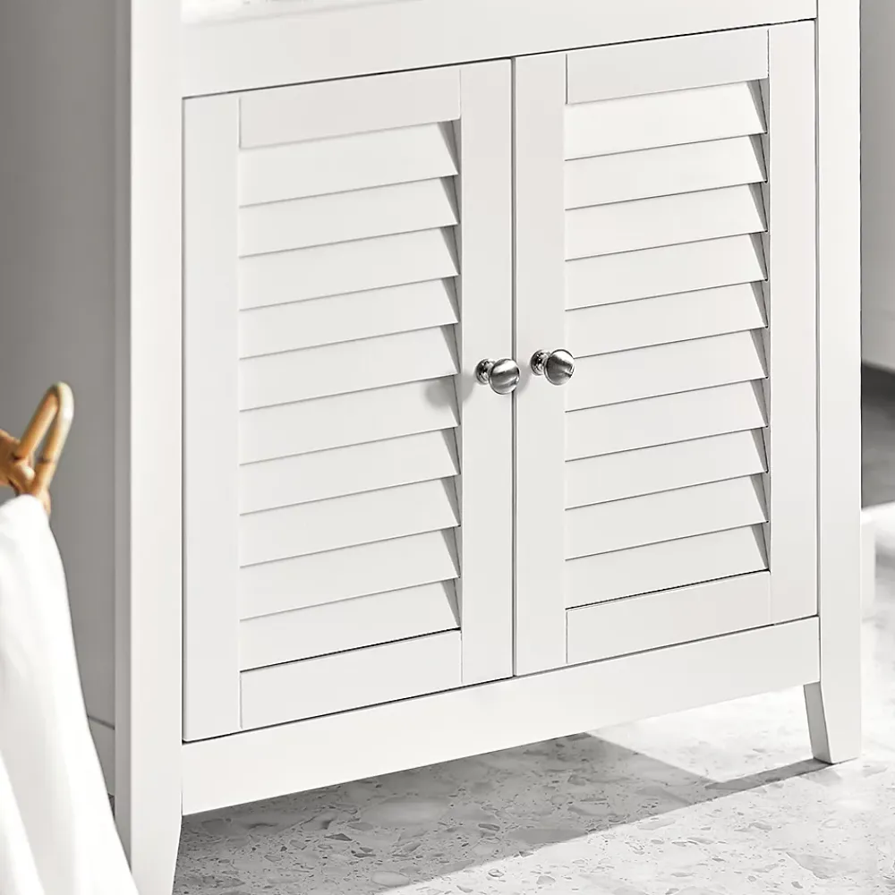Armoire De Salle De Bains|Meuble De Salle De Bains Faible Profondeur|Sobuy Meuble Bas de Salle de Bain Buffet Commode Armoire de Rangement, BZR13-W,