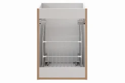 Armoire De Salle De Bains|Furnidea Meuble bas de salle de bain avec panier à linge ADEL BLANC40 cm