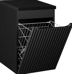 Furnidea Meuble bas de salle de bain avec panier à linge et plan NOVA NOIR 40 cm