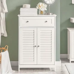 Meuble De Salle De Bains Faible Profondeur|Etagère Salle De Bains|Sobuy Meuble Bas de Salle de Bain Armoire Toilette Buffet Commode, FRG238-W,