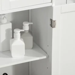kleankin Meuble bas de salle de bain multi-rangements grande niche 2 tiroirs placard double porte avec étagère MDF blanc