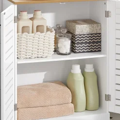 Sobuy Meuble Bas Placard de Rangement avec 2 Portes Persiennes, BZR41-W,