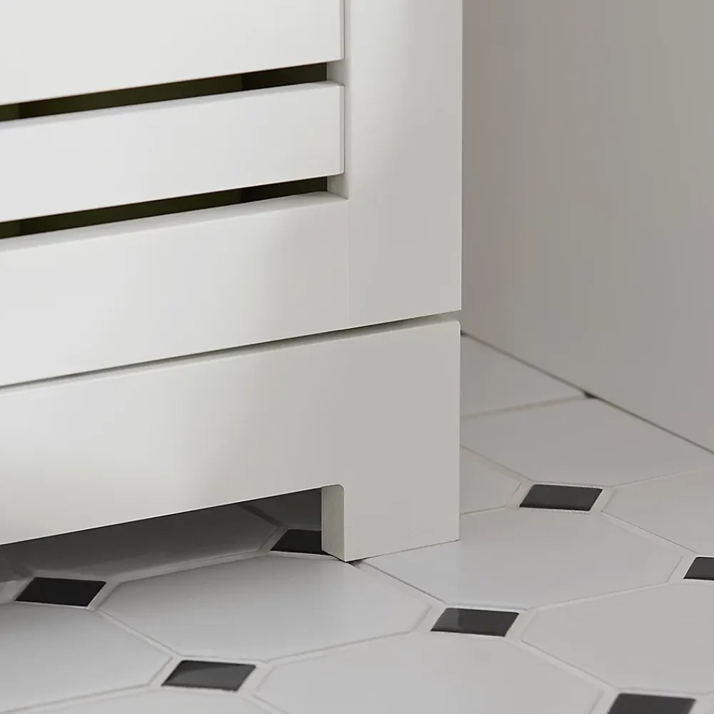 Sobuy Meuble Bas Placard de Rangement avec 2 Portes Persiennes, BZR41-W,