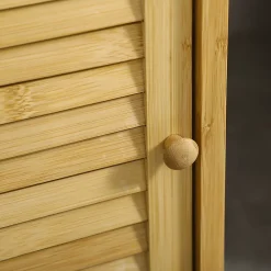kleankin Meuble bas salle de bain rangement salle de bain 1 porte 2 étagères bois bambou verni