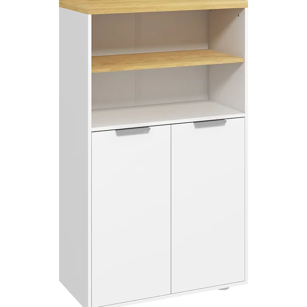 Armoire De Salle De Bains|kleankin Meuble bas salle de bain - 2 portes, étagère, 2 niches - dim. 60L x 30l x 102H cm - blanc bois clair
