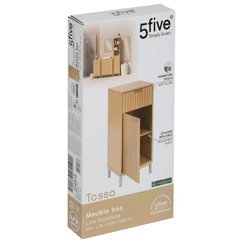 Etagère Salle De Bains|5Five Meuble bas Tasso 2 portes effet bois naturel - Beige-