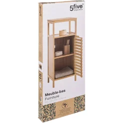 Colonne De Salle De Bains|5Five Meuble colonne 1 porte Bambou Sicela -