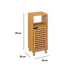 Colonne De Salle De Bains|5Five Meuble colonne 1 porte Bambou Sicela -