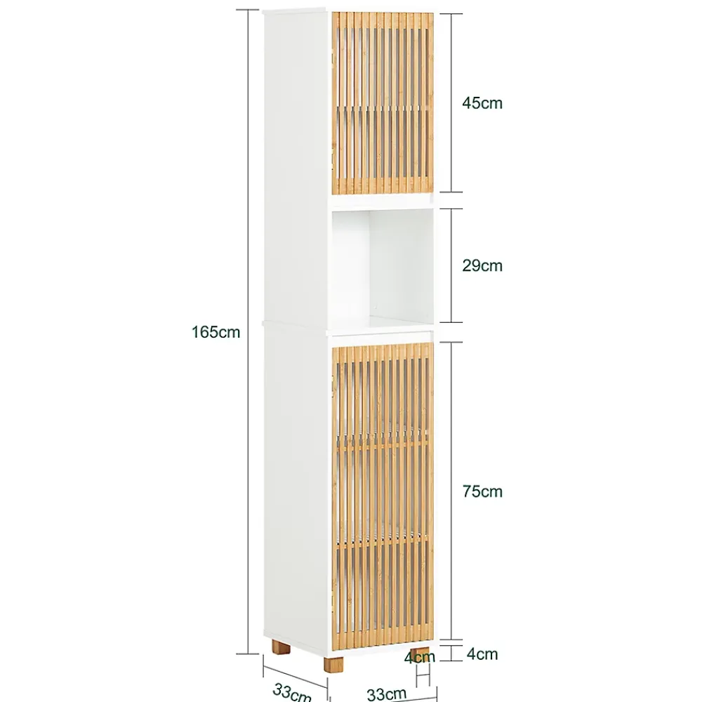 Sobuy Meuble Colonne Armoire de Salle de Bain avec 2 portes, 1 compartiment, BZR127-W,
