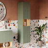 Colonne De Salle De Bains|Bernstein Meuble Colonne Armoire suspendue Vert jade mat MDF 42x170x35cm (LxHxP), Charnières flexibles gauche/droite - BELDIVO