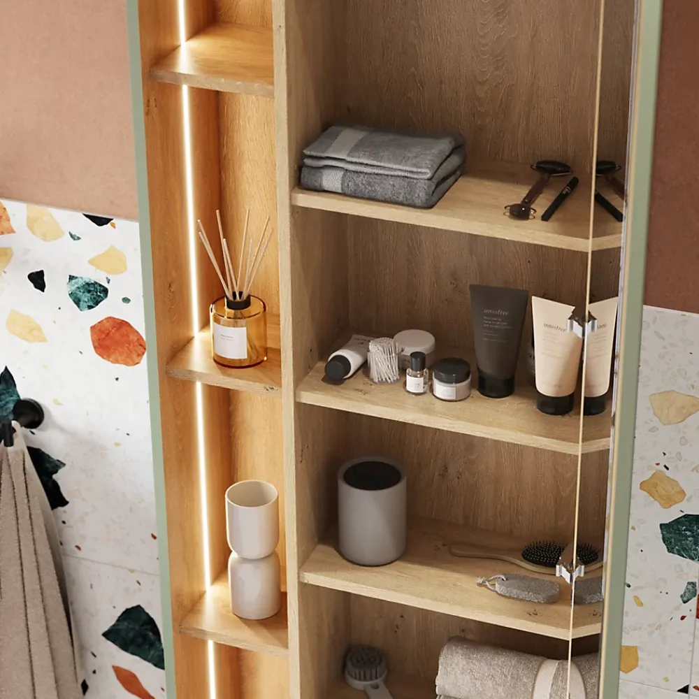 Bernstein Meuble Colonne Armoire suspendue Vert jade mat MDF 60x24x170cm (LxHxP), Charnières flexibles gauche/droite - BELDIVO