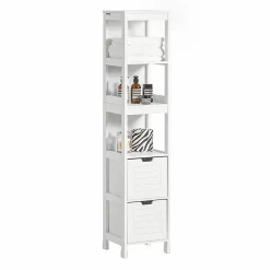 Sobuy Meuble Colonne de Salle de Bain Armoire Toilette haute, 4 étagère, FRG126-W,