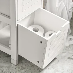 Sobuy Meuble Colonne de Salle de Bain Armoire Toilette haute, 4 étagère, FRG126-W,