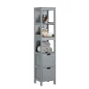 Sobuy Meuble Colonne de Salle de Bain, 4 étagères et 2 tiroirs, FRG126-SG,