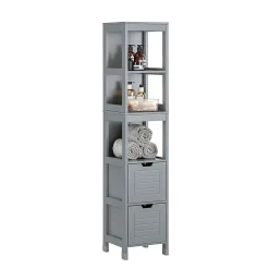 Sobuy Meuble Colonne de Salle de Bain, 4 étagères et 2 tiroirs, FRG126-SG,
