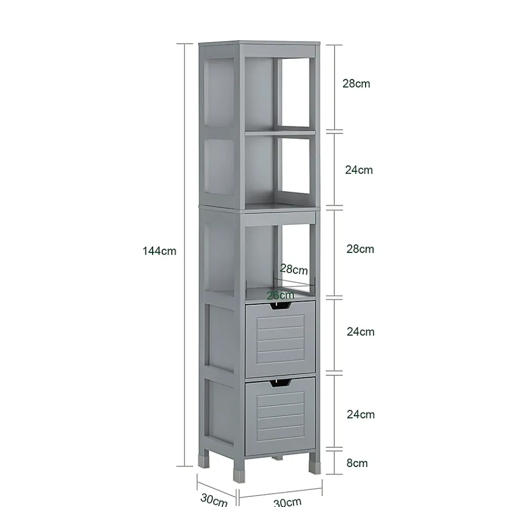 Sobuy Meuble Colonne de Salle de Bain, 4 étagères et 2 tiroirs, FRG126-SG,