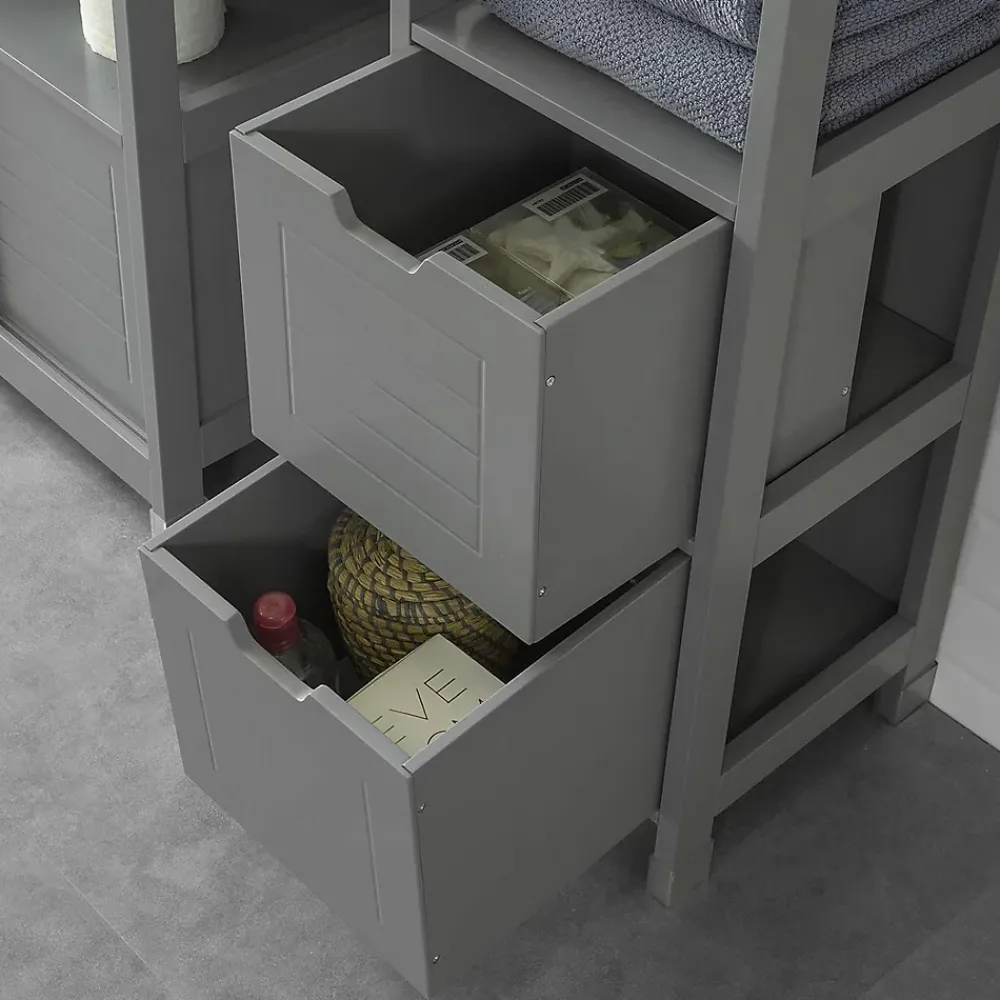 Sobuy Meuble Colonne de Salle de Bain, 4 étagères et 2 tiroirs, FRG126-SG,