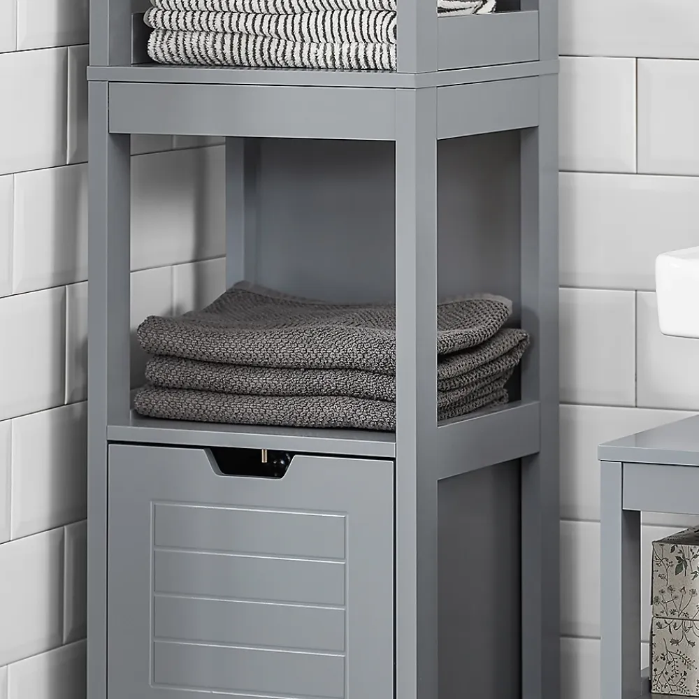 Sobuy Meuble Colonne de Salle de Bain, 4 étagères et 2 tiroirs, FRG126-SG,