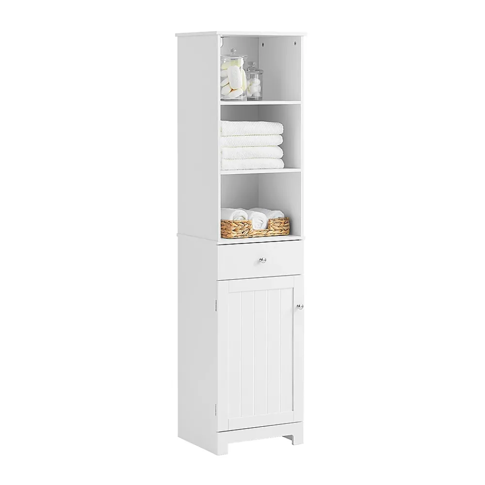 Colonne De Salle De Bains|Meuble De Salle De Bains Faible Profondeur|Sobuy Meuble Colonne de Salle de Bain Armoire Haute Meuble Rangement, BZR17-W,