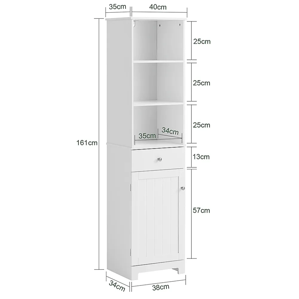 Colonne De Salle De Bains|Meuble De Salle De Bains Faible Profondeur|Sobuy Meuble Colonne de Salle de Bain Armoire Haute Meuble Rangement, BZR17-W,
