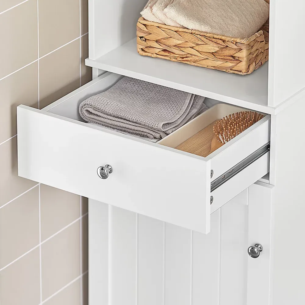 Colonne De Salle De Bains|Meuble De Salle De Bains Faible Profondeur|Sobuy Meuble Colonne de Salle de Bain Armoire Haute Meuble Rangement, BZR17-W,