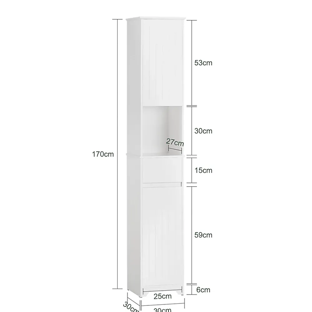 Sobuy Meuble Colonne de Salle de Bain avec 2 Portes et 1 Tiror, BZR109-W,
