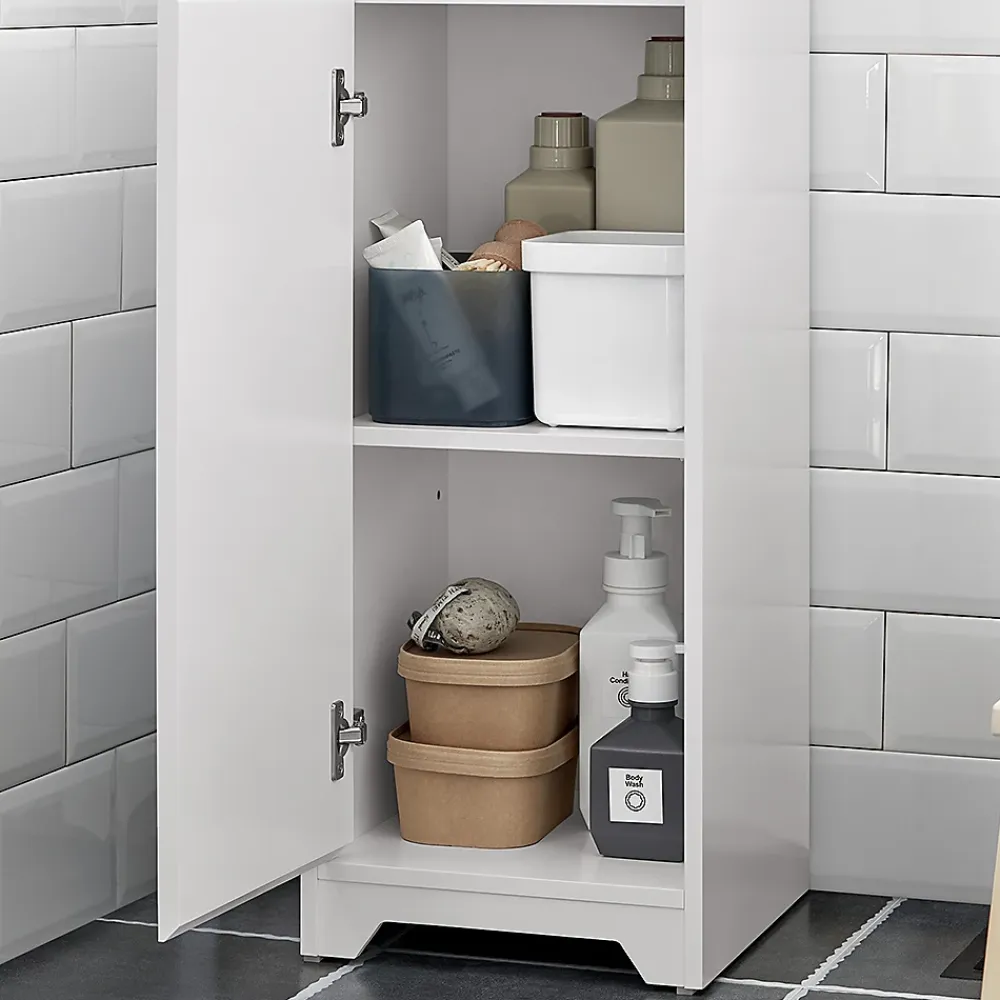 Sobuy Meuble Colonne de Salle de Bain avec 2 Portes et 1 Tiror, BZR109-W,