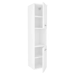 [En.Casa] Meuble colonne de salle de bain suspendu Krildihana 131 x 30 x 30 cm blanc argent en.casa