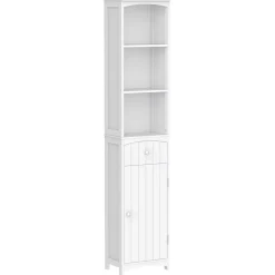 Homcom Meuble colonne de salle de bain moderne 34L x 24l x 170H cm blanc