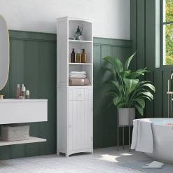 Homcom Meuble colonne de salle de bain moderne 34L x 24l x 170H cm blanc