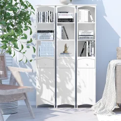 Homcom Meuble colonne de salle de bain moderne 34L x 24l x 170H cm blanc